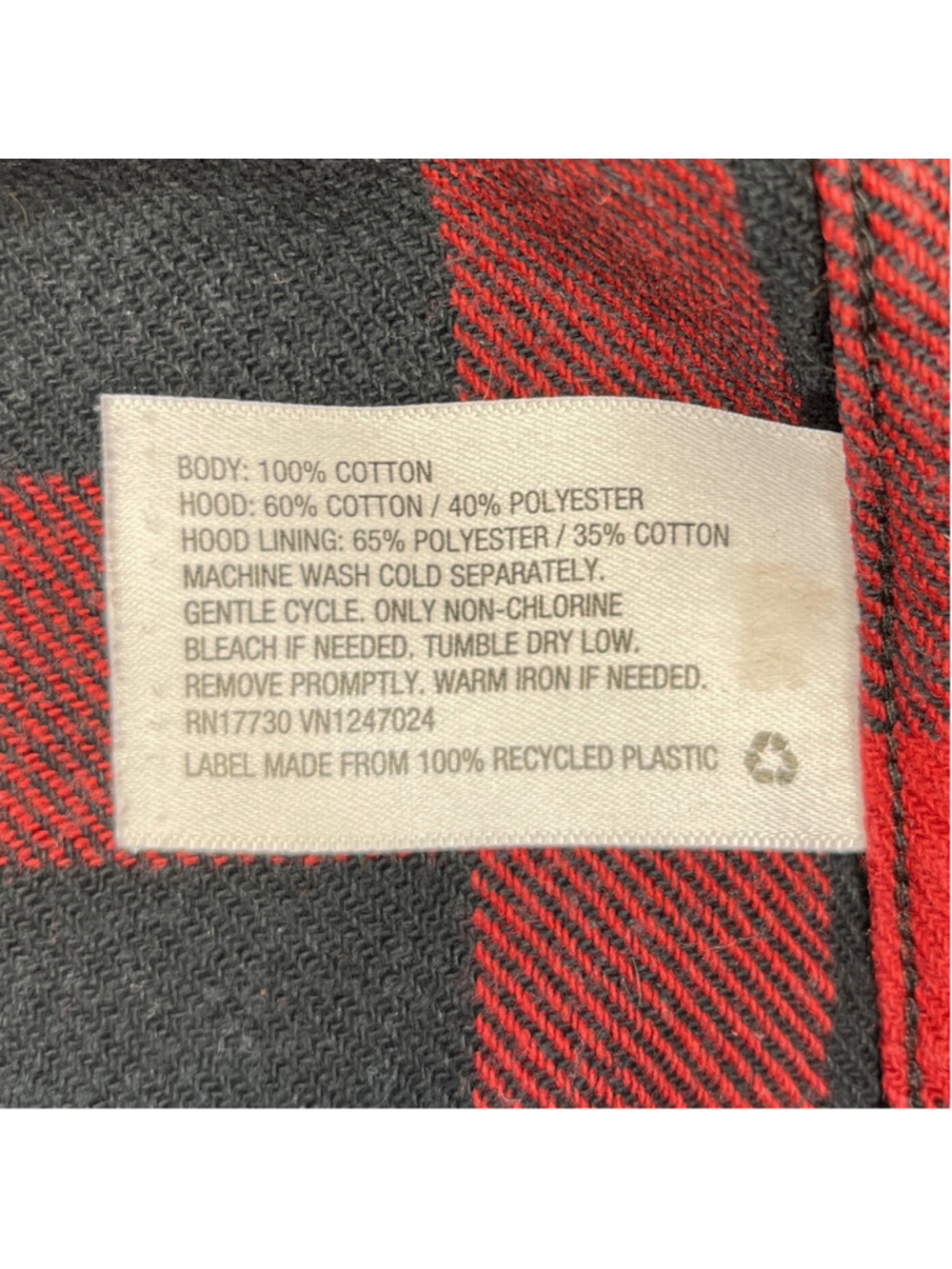 Burnside Men's Quilted Lined Zip Front Flannel Hoodie Red Buffalo Plaid Small - Picture 4 of 5